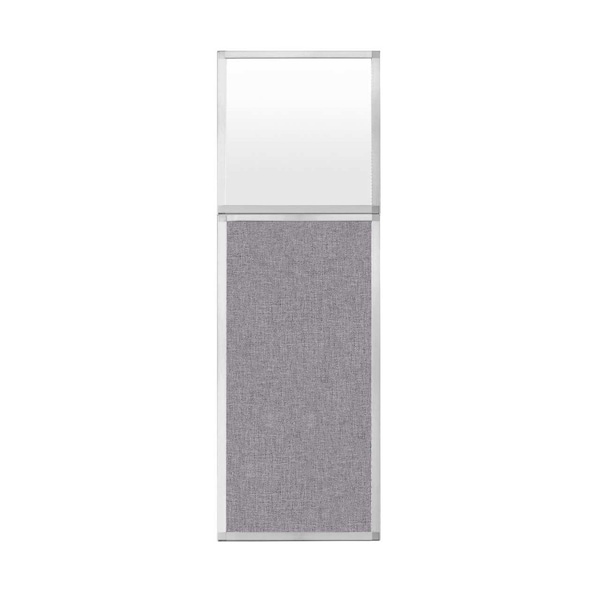 Versare Hush Panel Configurable Cubicle Partition 2' x 6' W/ Window Cloud Gray Fabric Frosted Window 1852208-3 - main